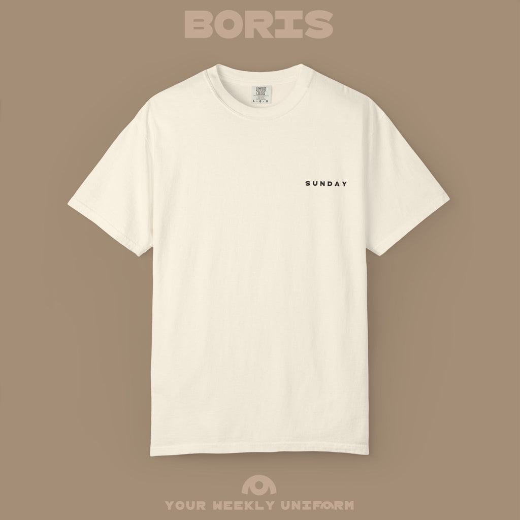 BORIS SUNDAY | CREWNECK T-SHIRT | PRINTED BLACK