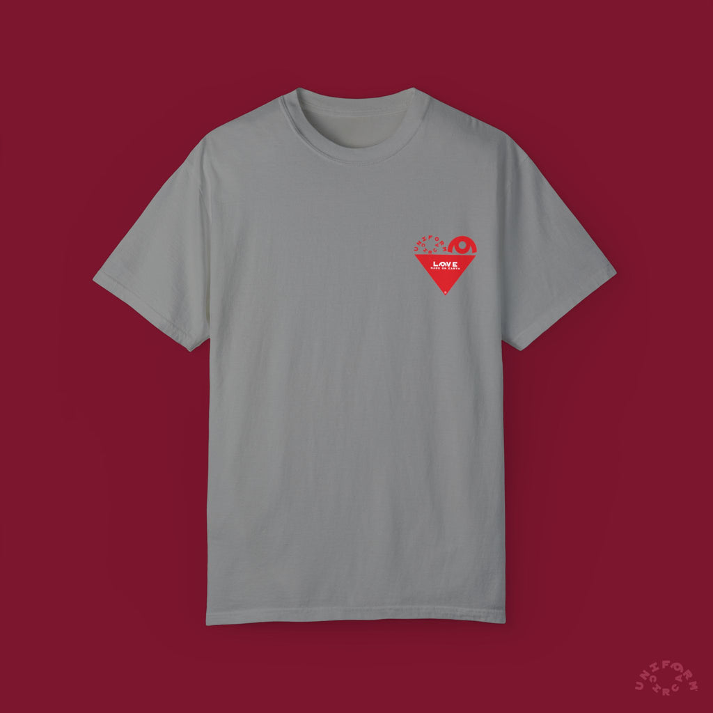 HEART WORK Crewneck T-Shirt | Printed Red