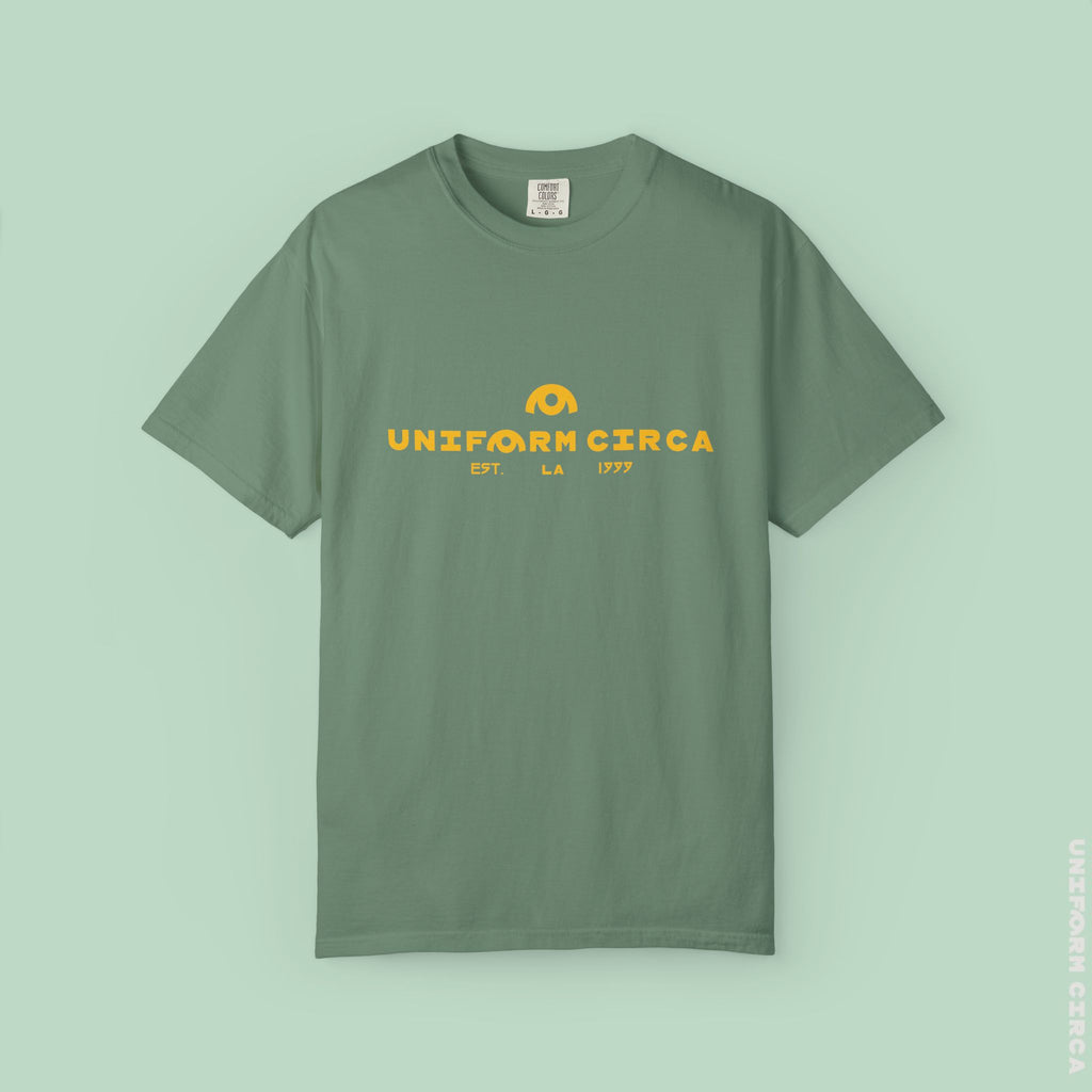 OYSTER ALL WORDMARK  | CREWNECK T-SHIRT | PRINTED YELLOW | Bold Minimalist Design