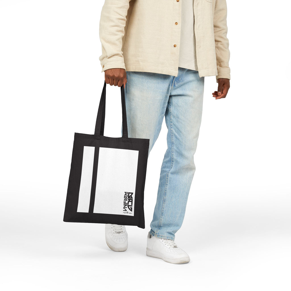 PINSTRIPE MAGAZINE BAG | WHITE | Stylish Cotton Canvas Tote Bag for Everyday Use, Reusable Shopping Bag, Eco-Friendly Gift, Graphic Tote, Fashion Accessories