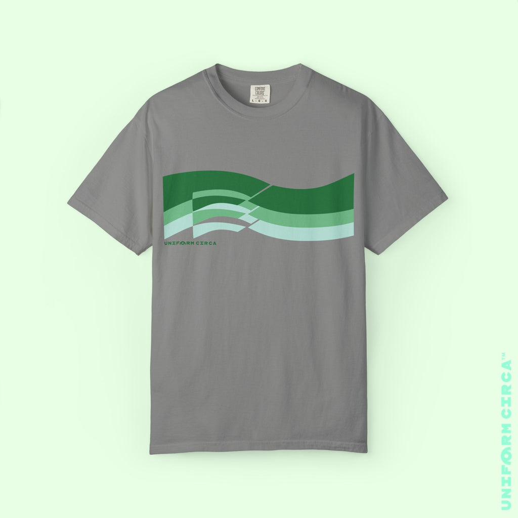 TRI-WAVE GREENS | Crewneck T-Shirt | Printed Unisex Garment-Dyed Graphic Tee