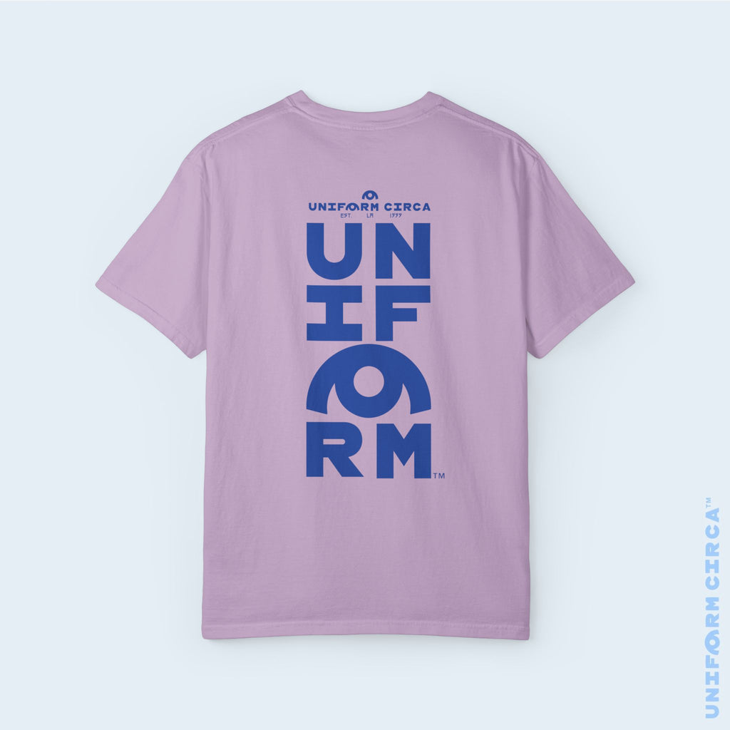 UC HALF STACK | Crewneck T-Shirt | Blue Print | Bold Minimalist Design