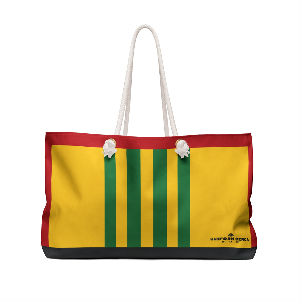 RACER MAX BAG | RED/GOLD/BLACK & GREEN Weekender Bag - Stylish Travel Tote, Gym Bag, Beach Bag, Personalized Gift, Spacious Weekend Accessories