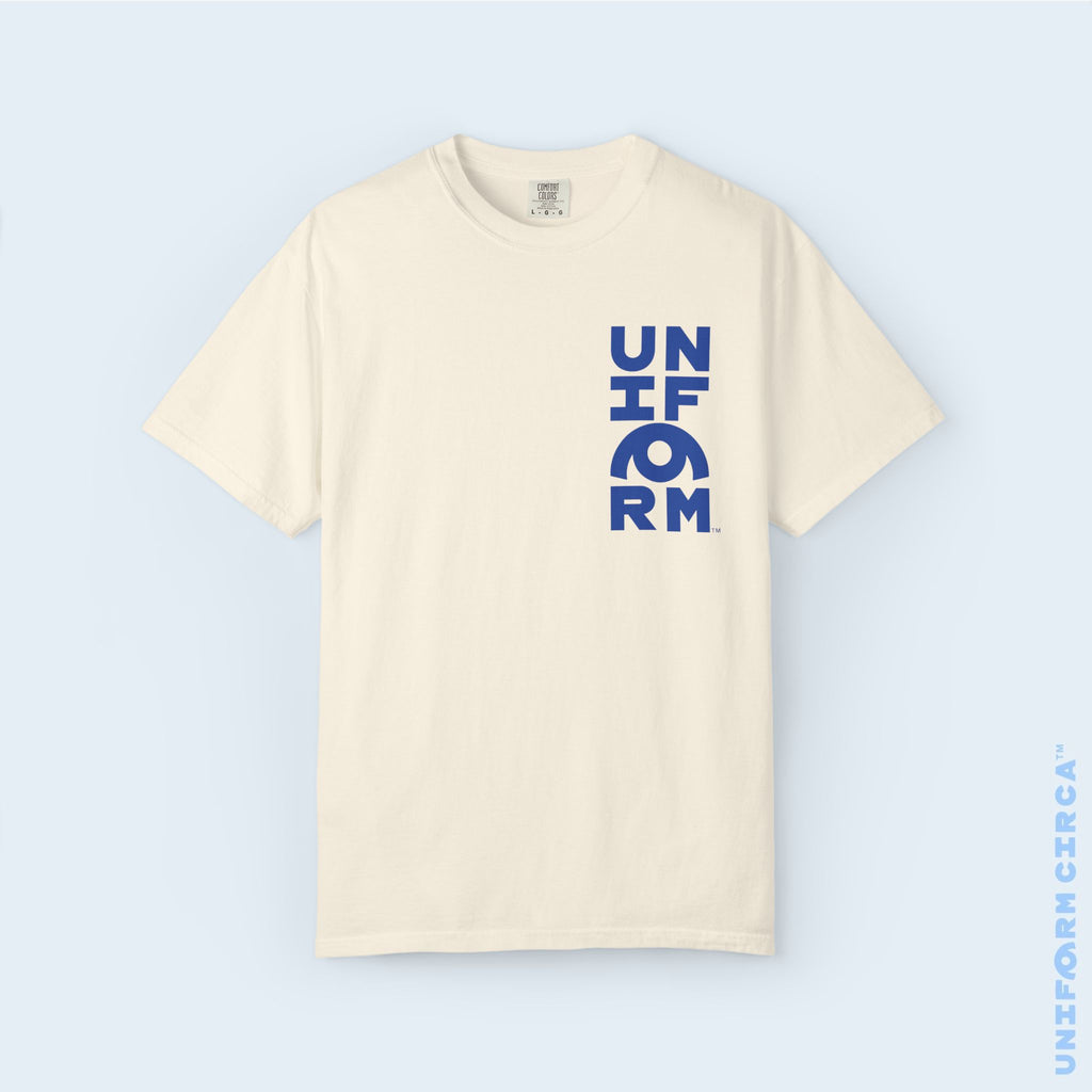 UC HALF STACK | Crewneck T-Shirt | Blue Print | Bold Minimalist Design