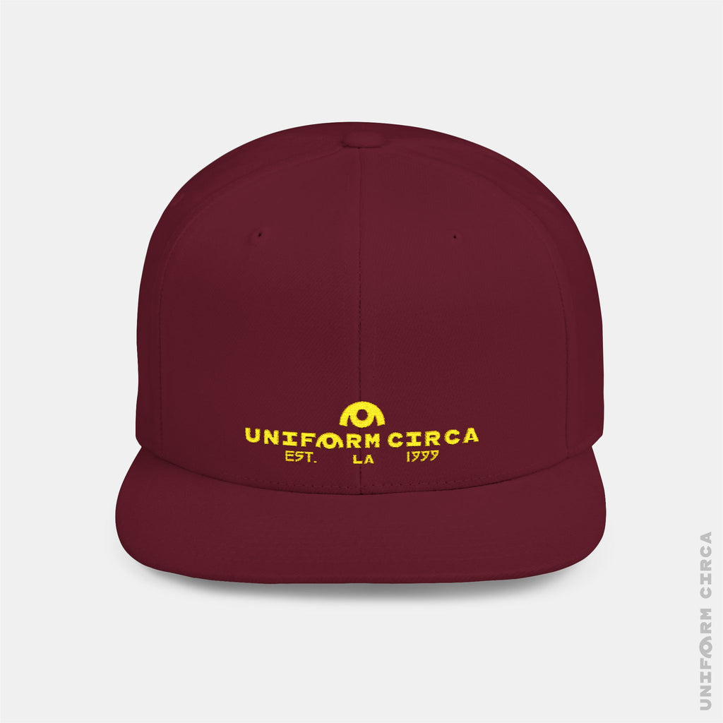 WORDMARK | Stitched Yellow/Gold | Flat Bill Snapback Hat, Trendy Cap for Casual Wear, Streetwear Accessory, Perfect Gift for Friends and Family