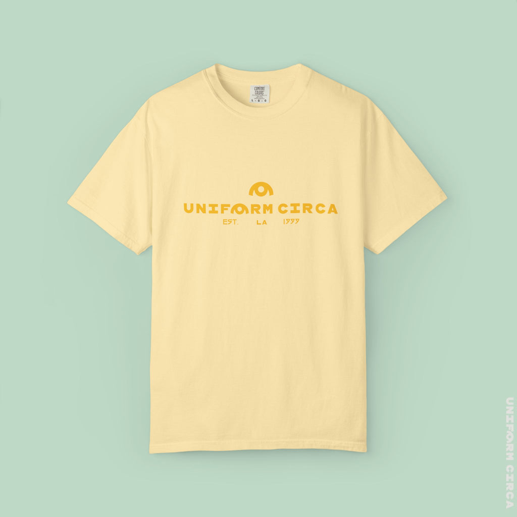 OYSTER ALL WORDMARK  | CREWNECK T-SHIRT | PRINTED YELLOW | Bold Minimalist Design
