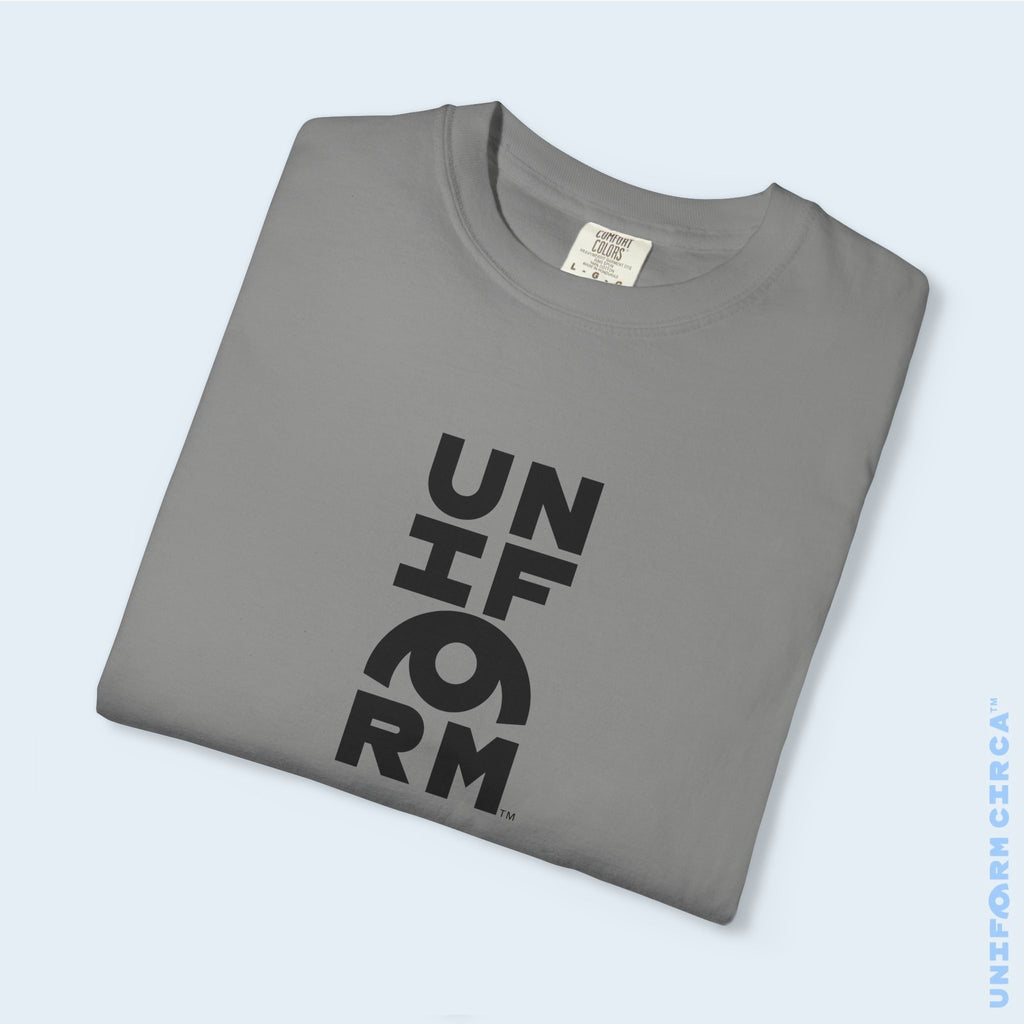UNIFORM CENTER STACK | Crewneck T-Shirt | Printed Black | Bold Minimalist Design