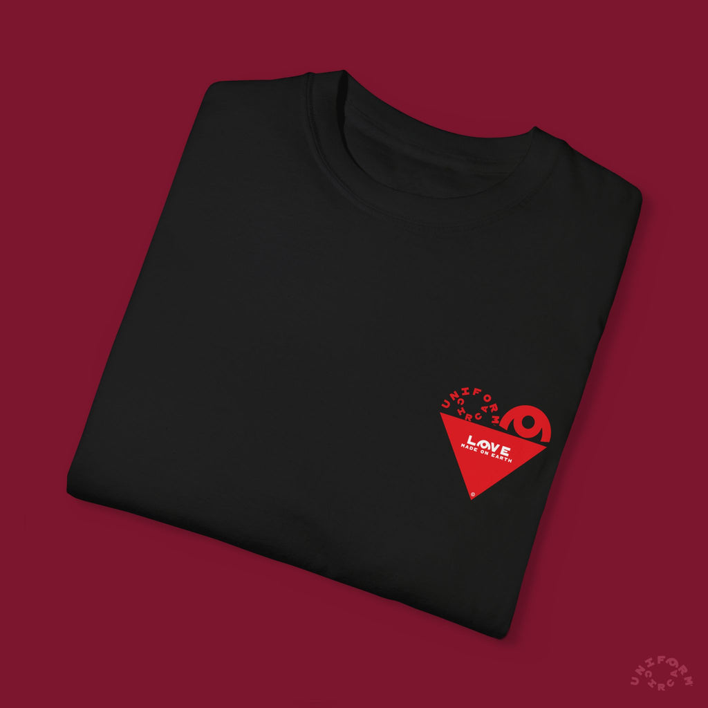 HEART WORK Crewneck T-Shirt | Printed Red