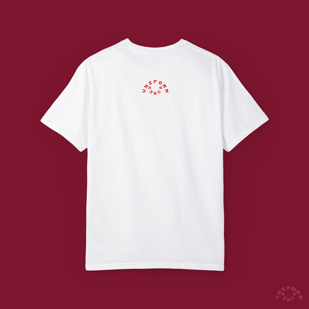 HEART WORK Crewneck T-Shirt | Printed Red