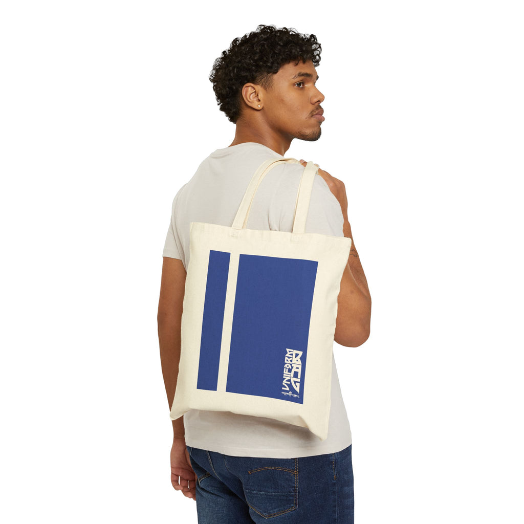 PINSTRIPE MAGAZINE BAG | BLUE | Stylish Cotton Canvas Tote Bag for Everyday Use, Reusable Shopping Bag, Eco-Friendly Gift, Graphic Tote, Fashion Accessories