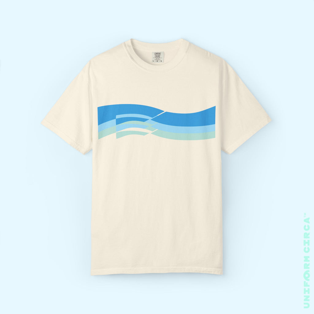 TRI-WAVE BLUES | Crewneck T-Shirt | Printed Unisex Garment-Dyed Graphic Tee