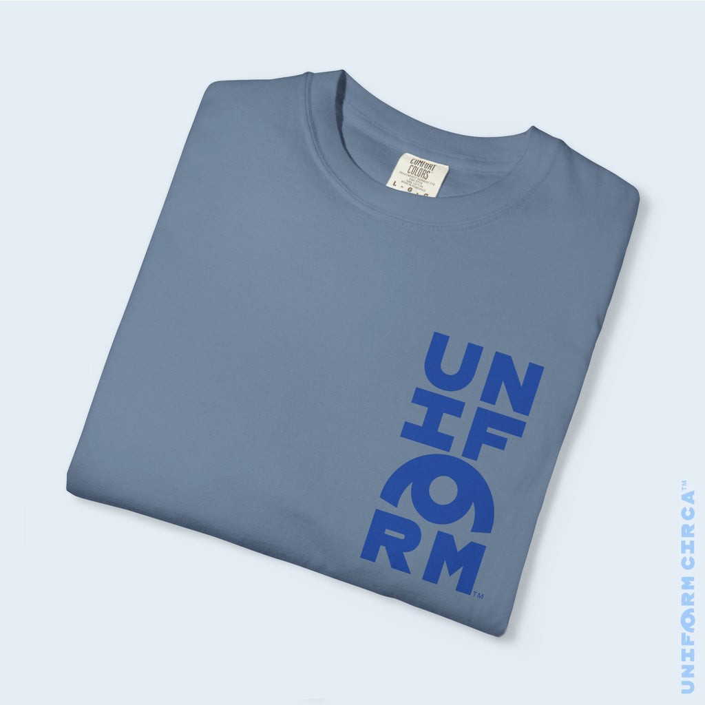 UC HALF STACK | Crewneck T-Shirt | Blue Print | Bold Minimalist Design