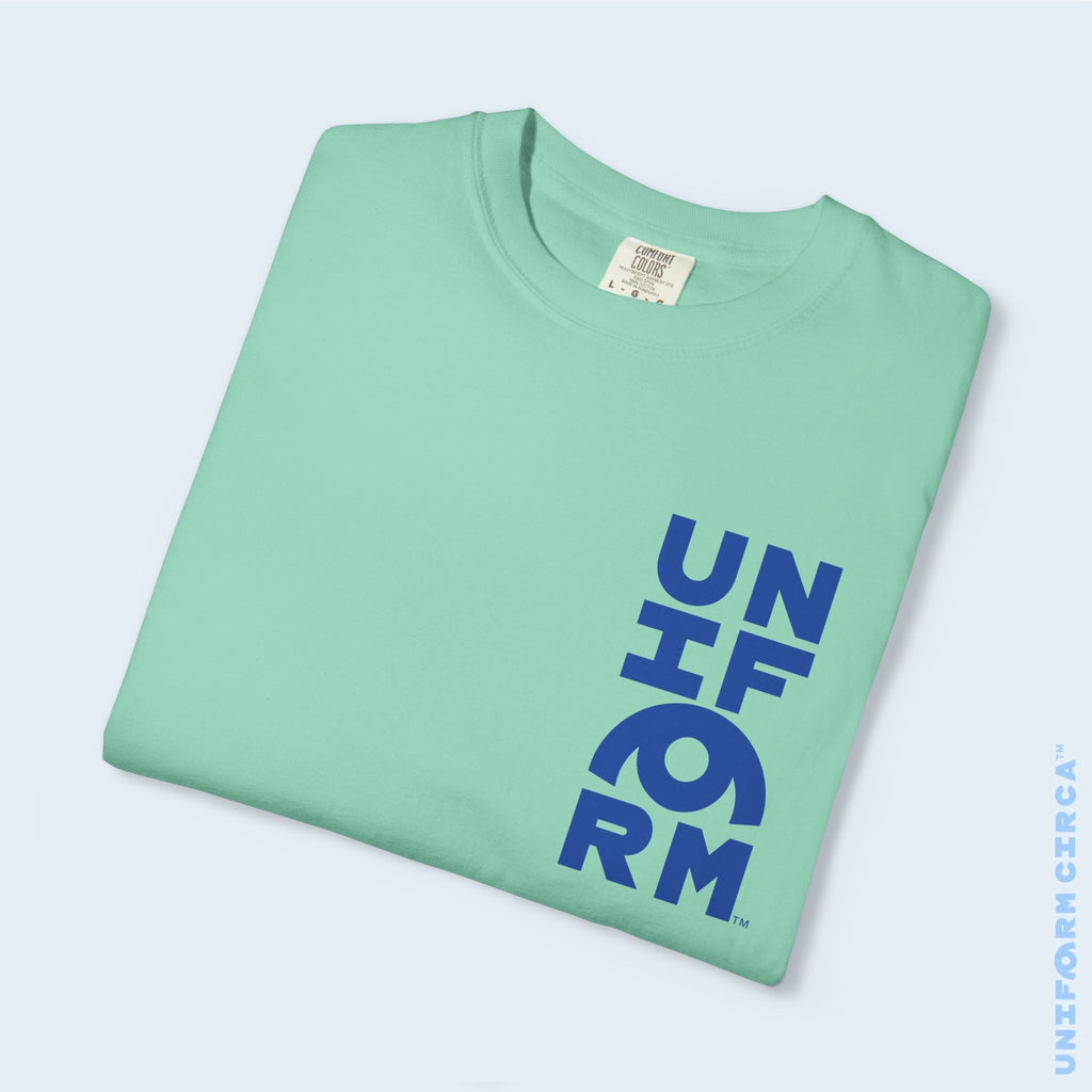 UC HALF STACK | Crewneck T-Shirt | Blue Print | Bold Minimalist Design