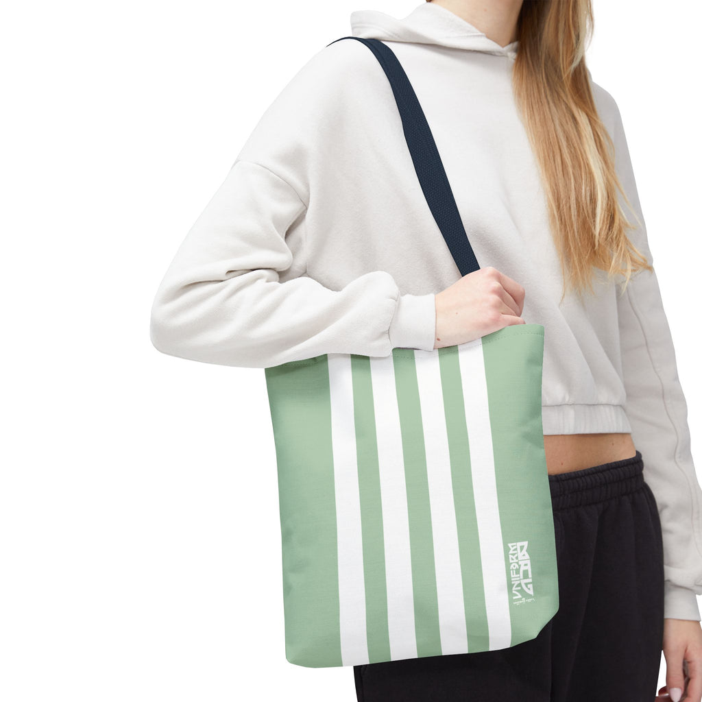 RACER JR. BAG | CUCUMBER/WHITE | Stylish Minimalist Tote Bag, Eco-Friendly Shopping Bag, Chic Carryall, Reusable Tote, Fashionable Beach Bag, Trendy Everyday Essentials