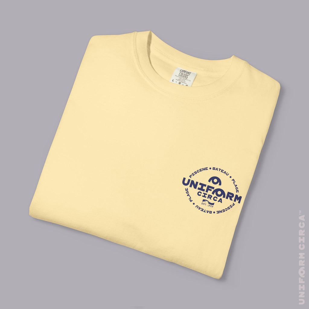 UC AQUA BADGE | NAVY & DOVE GREY | CREWNECK T-SHIRT | Printed