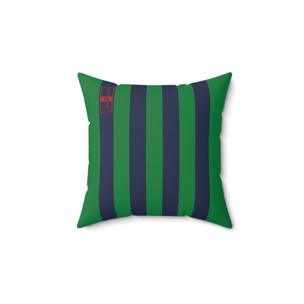 CASACIRCA | RACING STRIPES PILLOW | NAVY/GREEN | Stylish Faux Suede Pillow - Stripes, Home Decor, Cozy Living Room, Gift Idea, Nautical Theme, Interior Design Accents