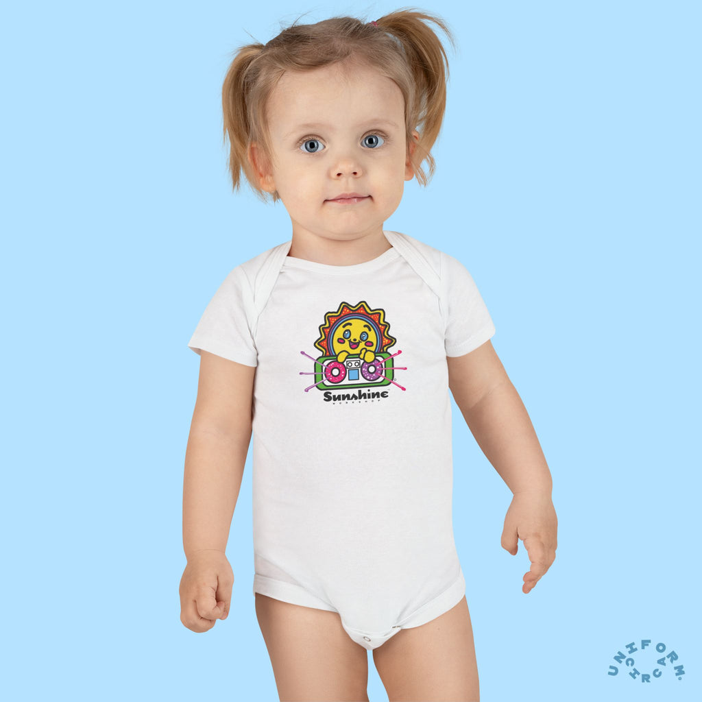 Organic Baby Onesie - SUNSHINE WORKSHOP "SunSounder" Cute Infant Bodysuit for Newborns