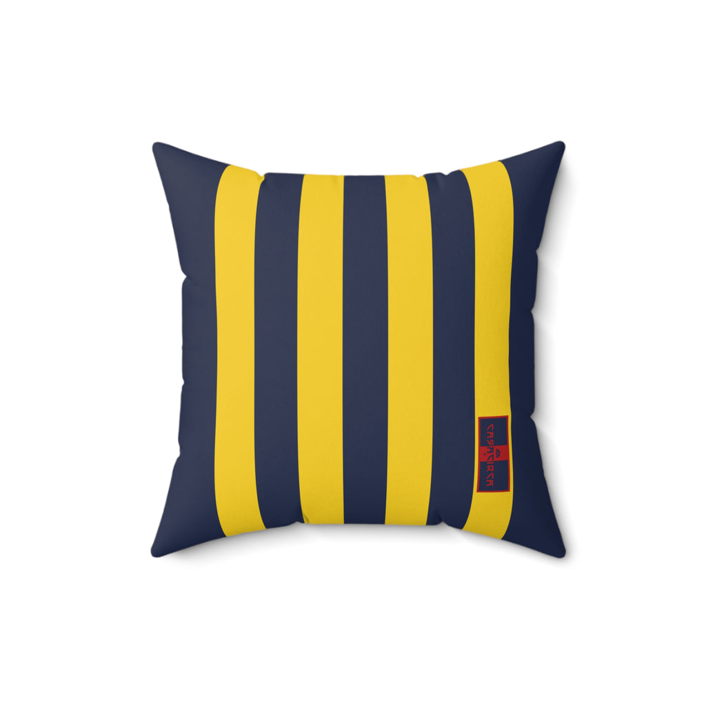CASACIRCA | RACING STRIPES PILLOW | NAVY/YELLOW | Stylish Faux Suede Pillow - Stripes, Home Decor, Cozy Living Room, Gift Idea, Nautical Theme, Interior Design Accents