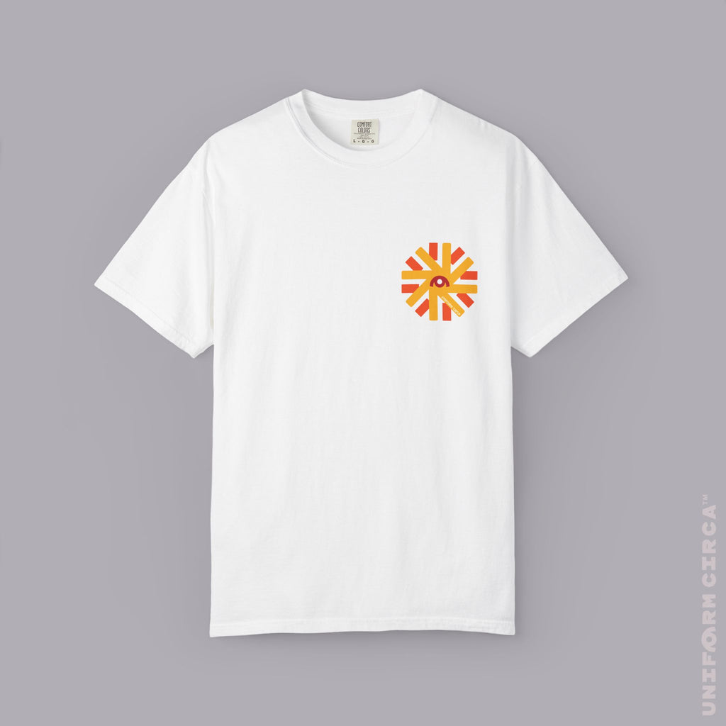 UC SUN BURST | Printed BLUE/RED | Unisex Garment-Dyed T-Shirt