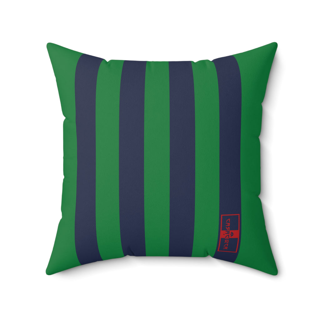 CASACIRCA | RACING STRIPES PILLOW | NAVY/GREEN | Stylish Faux Suede Pillow - Stripes, Home Decor, Cozy Living Room, Gift Idea, Nautical Theme, Interior Design Accents
