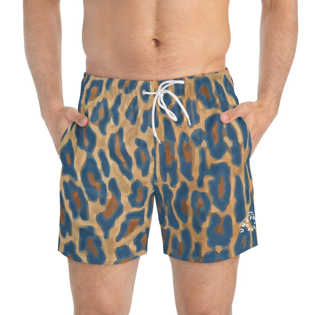 LEOPARD SWIM TRUNKS | Sea Blue |  Printed