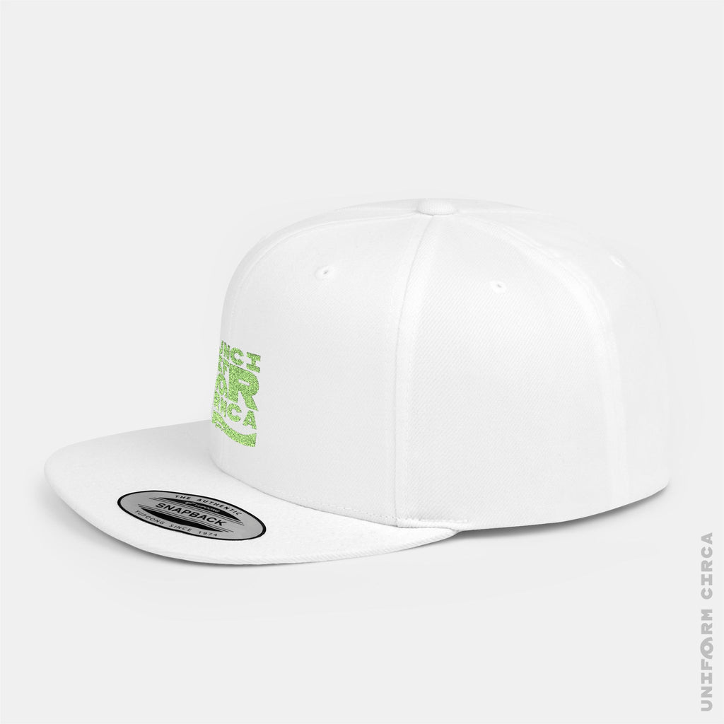 WORDMARK | Embroidered  Lime Green| Flat Bill Snapback Hat, Trendy Cap for Casual Wear, Streetwear Accessory, Perfect Gift for Friends and Family