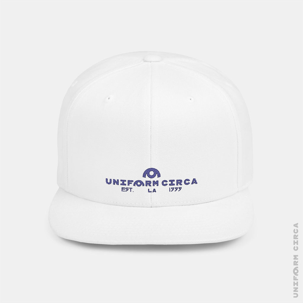 WORDMARK | Embroidered Blue | Flat Bill Snapback Hat, Trendy Cap for Casual Wear, Streetwear Accessory, Perfect Gift for Friends and Family