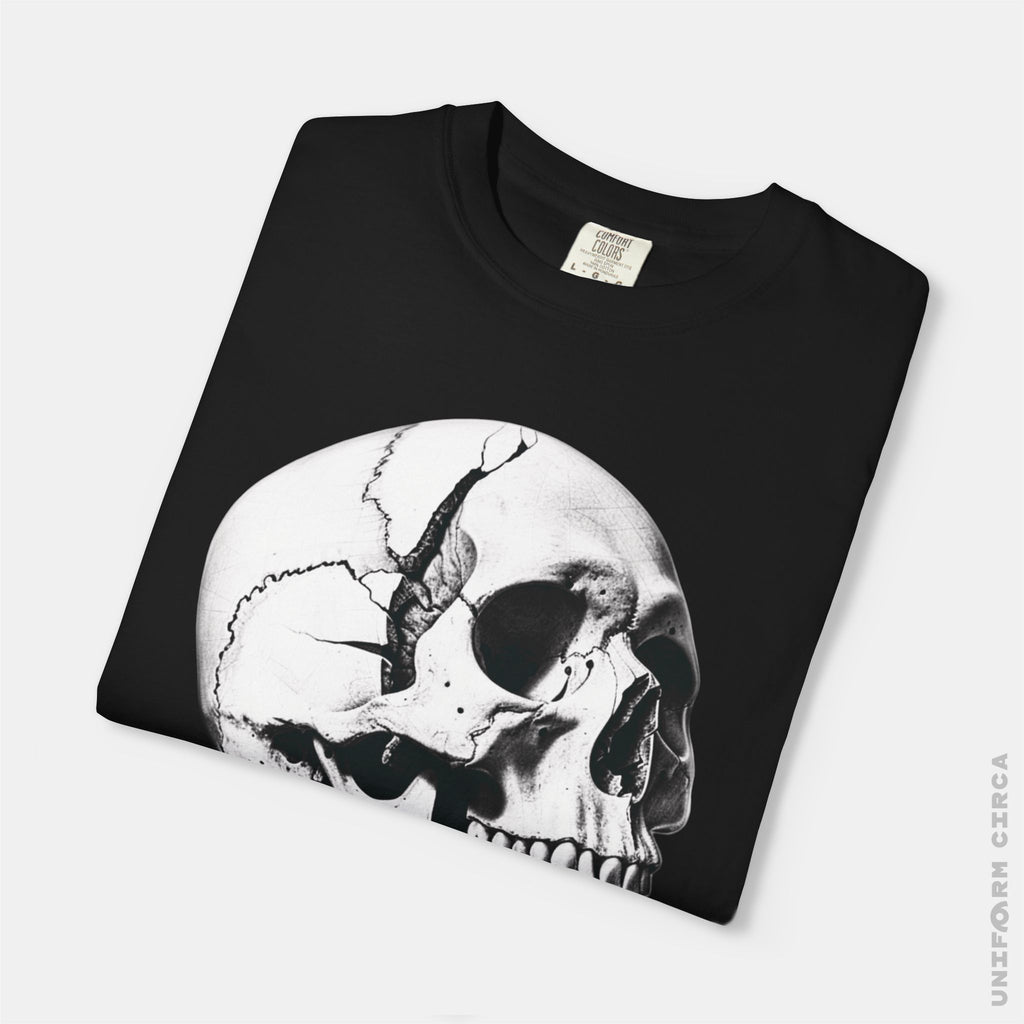 SKULL & BOARDS CREWNECK T-SHIRT | Printed Unisex Garment-Dyed Graphic Tee