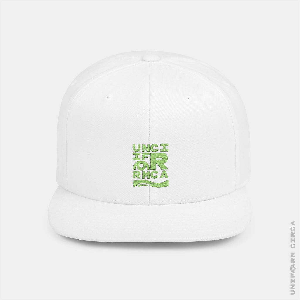 WORDMARK | Embroidered  Lime Green| Flat Bill Snapback Hat, Trendy Cap for Casual Wear, Streetwear Accessory, Perfect Gift for Friends and Family