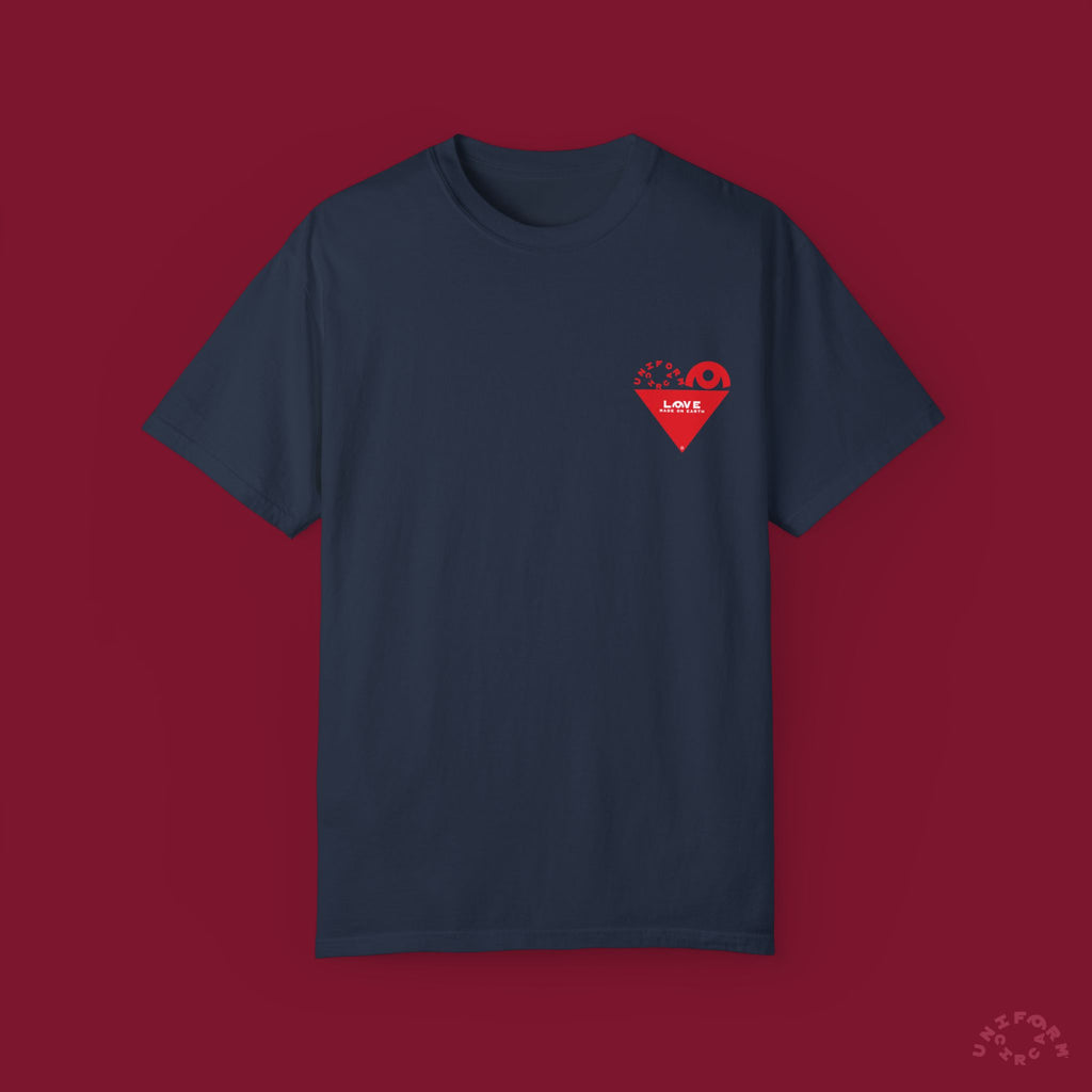 HEART WORK Crewneck T-Shirt | Printed Red