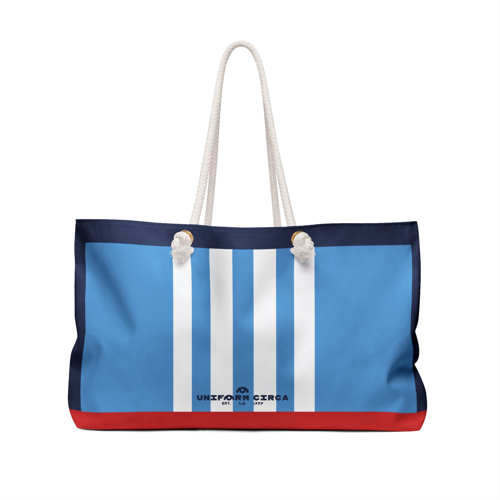 THE NIKKI RACER MAX BAG | BLUE/WHITE/RED | Stylish Travel Tote, Gym Bag, Beach Bag, Personalized Gift, Spacious Weekend Accessories