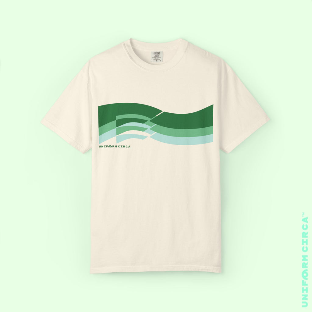TRI-WAVE GREENS | Crewneck T-Shirt | Printed Unisex Garment-Dyed Graphic Tee