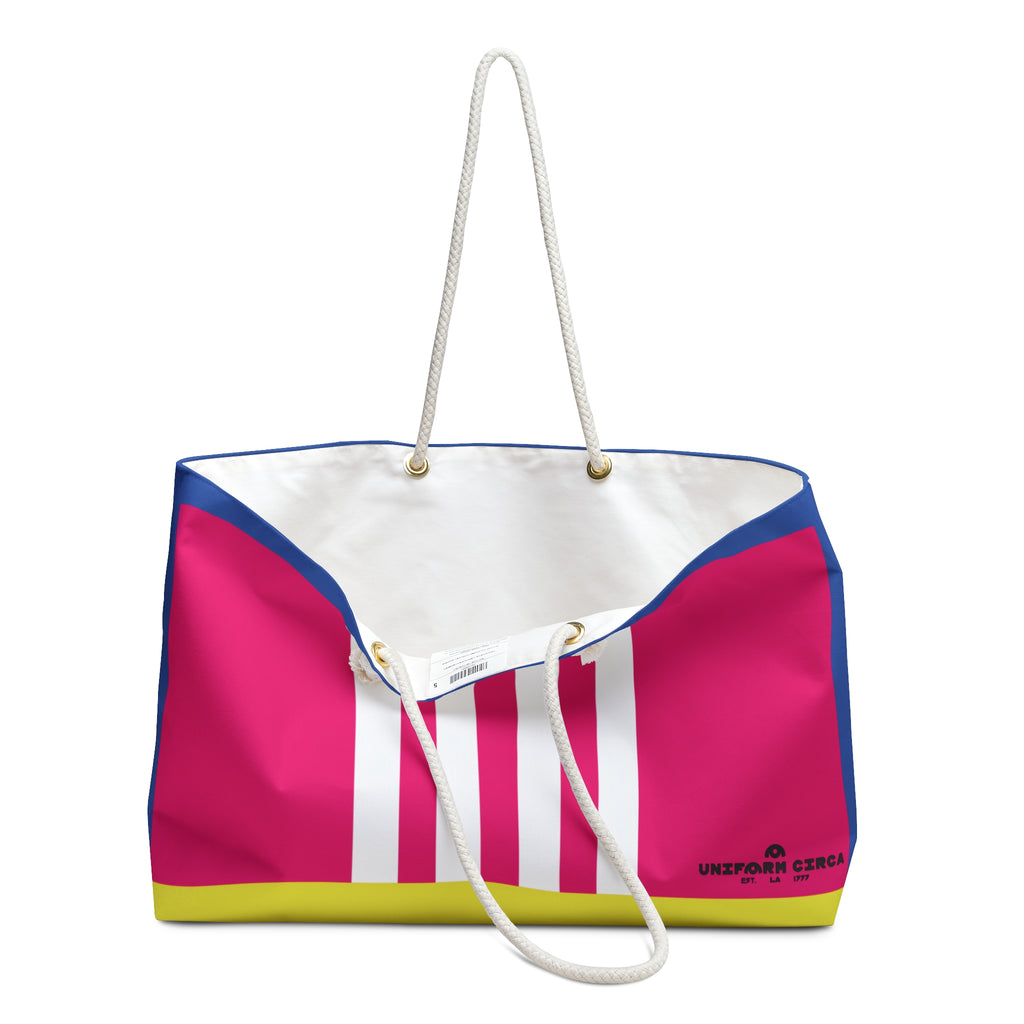 THE 80 RACER MAX | HOT PINK/YELLOW/BLUE Weekender Bag - Stylish Travel Tote, Gym Bag, Beach Bag, Personalized Gift, Spacious Weekend Accessories