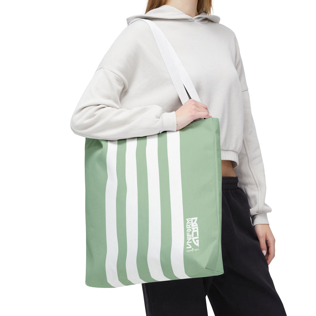 RACER JR. BAG | CUCUMBER/WHITE | Stylish Minimalist Tote Bag, Eco-Friendly Shopping Bag, Chic Carryall, Reusable Tote, Fashionable Beach Bag, Trendy Everyday Essentials
