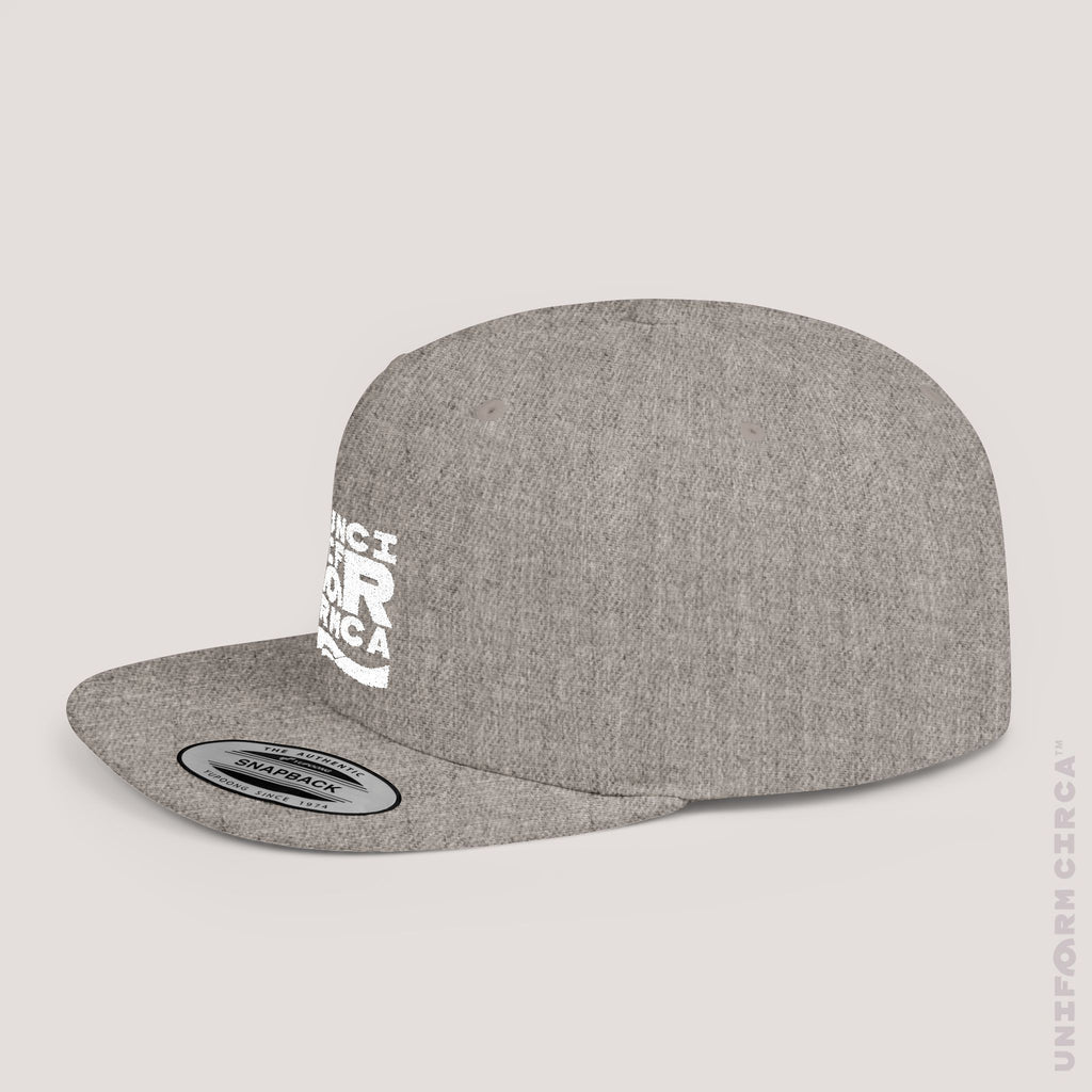 UC BOX STITCH | Embroidered White | Flat Bill Snapback