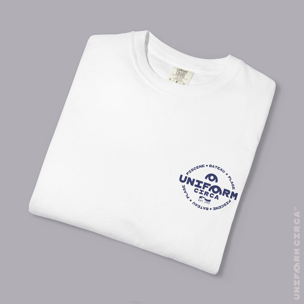 UC AQUA BADGE | NAVY & DOVE GREY | CREWNECK T-SHIRT | Printed