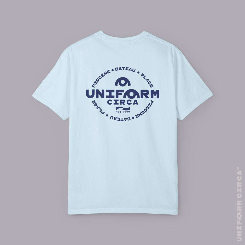Copy of UC AQUA BADGE | NAVY & DOVE GREY | CREWNECK T-SHIRT | Printed