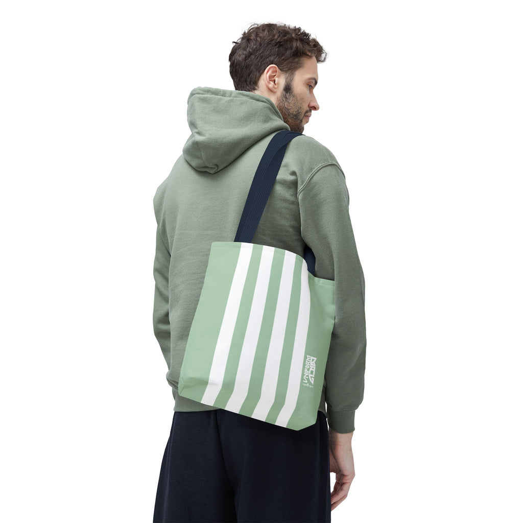 RACER JR. BAG | CUCUMBER/WHITE | Stylish Minimalist Tote Bag, Eco-Friendly Shopping Bag, Chic Carryall, Reusable Tote, Fashionable Beach Bag, Trendy Everyday Essentials