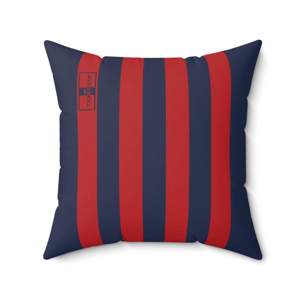 CASACIRCA | RACING STRIPES PILLOW | NAVY/RED | Stylish Faux Suede Pillow - Red and Navy Stripes, Home Decor, Cozy Living Room, Gift Idea, Nautical Theme, Interior Design Accents