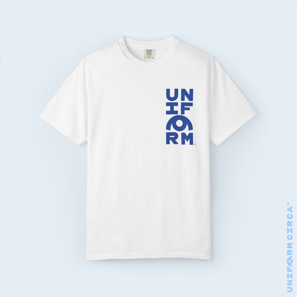 UC HALF STACK | Crewneck T-Shirt | Blue Print | Bold Minimalist Design