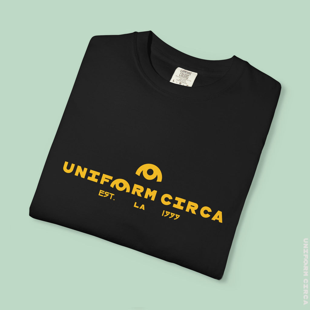 OYSTER ALL WORDMARK  | CREWNECK T-SHIRT | PRINTED YELLOW | Bold Minimalist Design