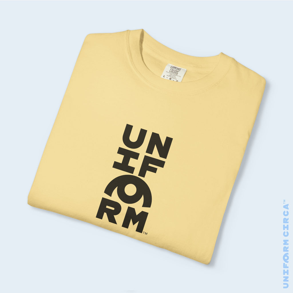 UNIFORM CENTER STACK | Crewneck T-Shirt | Printed Black | Bold Minimalist Design
