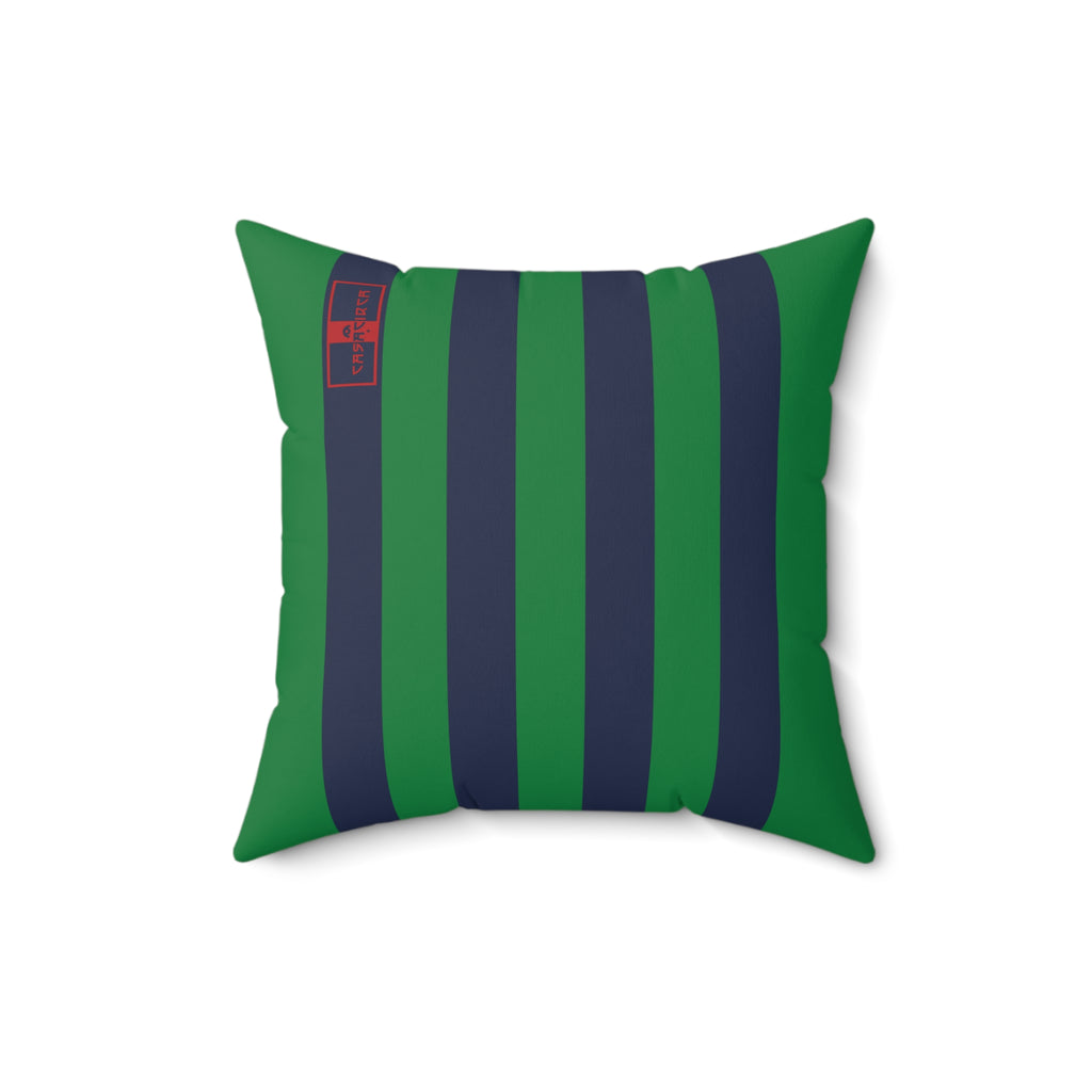 CASACIRCA | RACING STRIPES PILLOW | NAVY/GREEN | Stylish Faux Suede Pillow - Stripes, Home Decor, Cozy Living Room, Gift Idea, Nautical Theme, Interior Design Accents