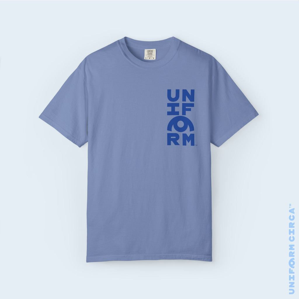 UC HALF STACK | Crewneck T-Shirt | Blue Print | Bold Minimalist Design