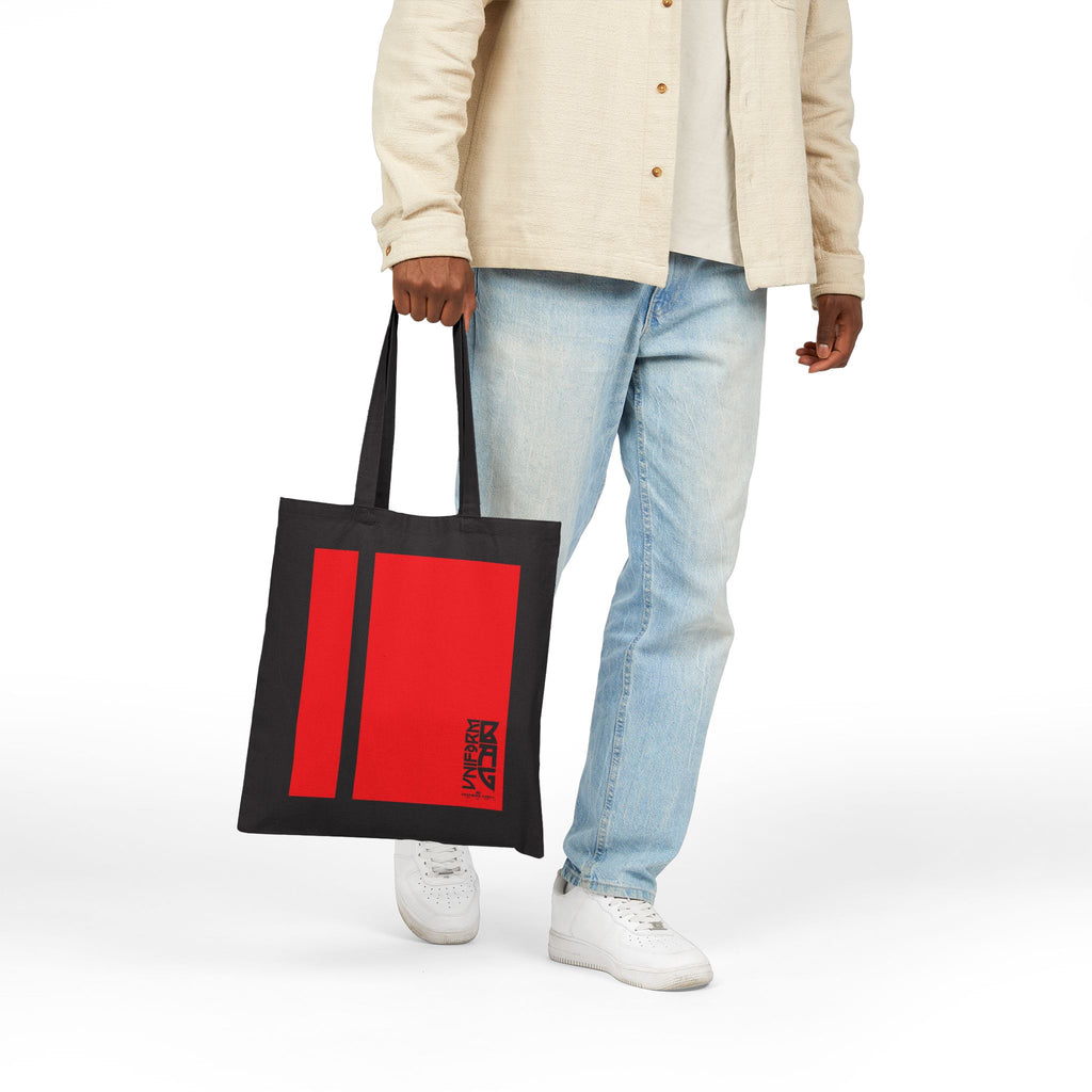 PINSTRIPE MAGAZINE BAG | RED | Stylish Cotton Canvas Tote Bag for Everyday Use, Reusable Shopping Bag, Eco-Friendly Gift, Graphic Tote, Fashion Accessories
