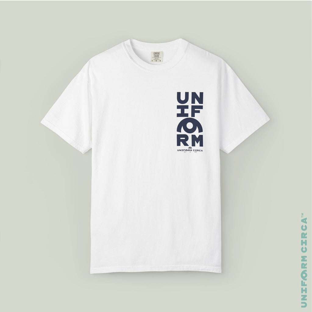 UC HALF STACK | Crewneck T-Shirt | Printed Navy