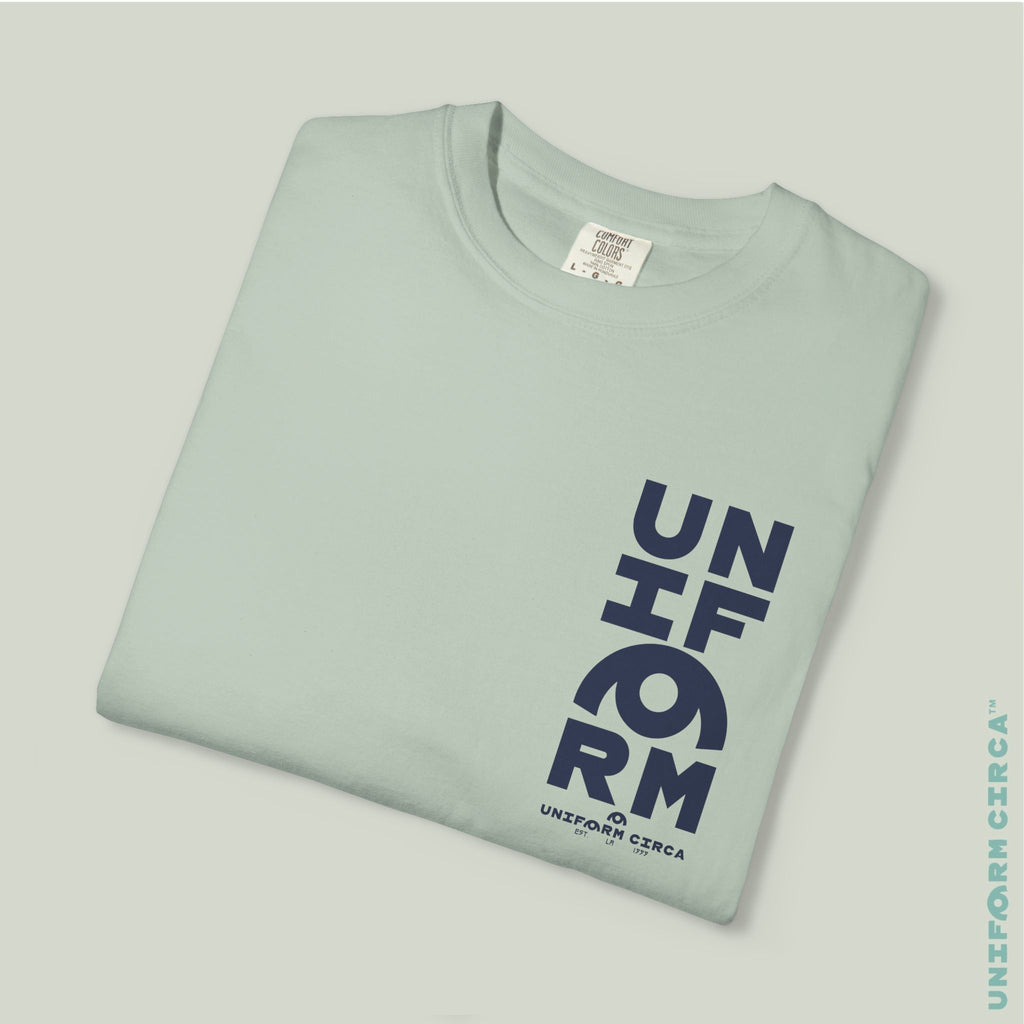UC HALF STACK | Crewneck T-Shirt | Printed Navy