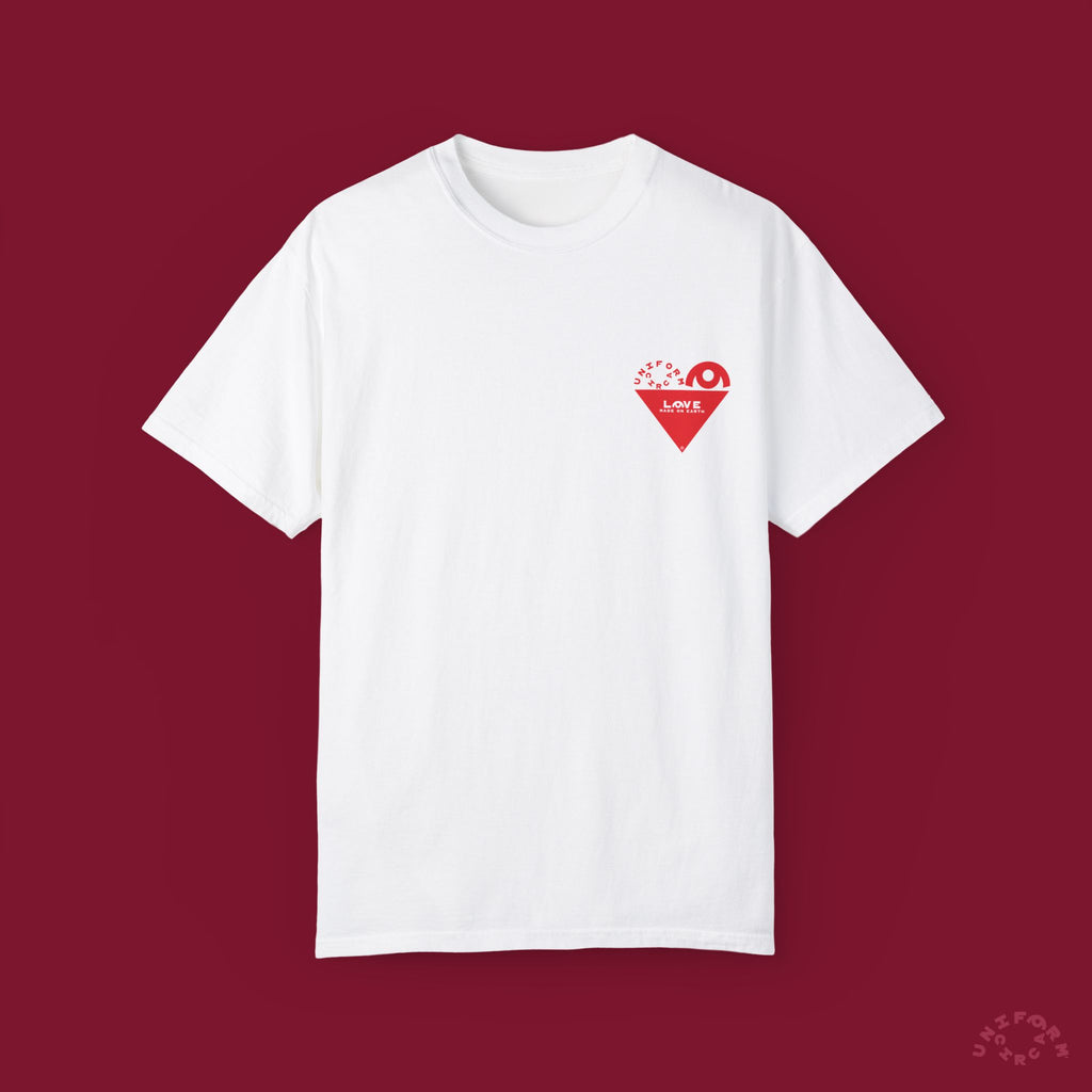 HEART WORK Crewneck T-Shirt | Printed Red