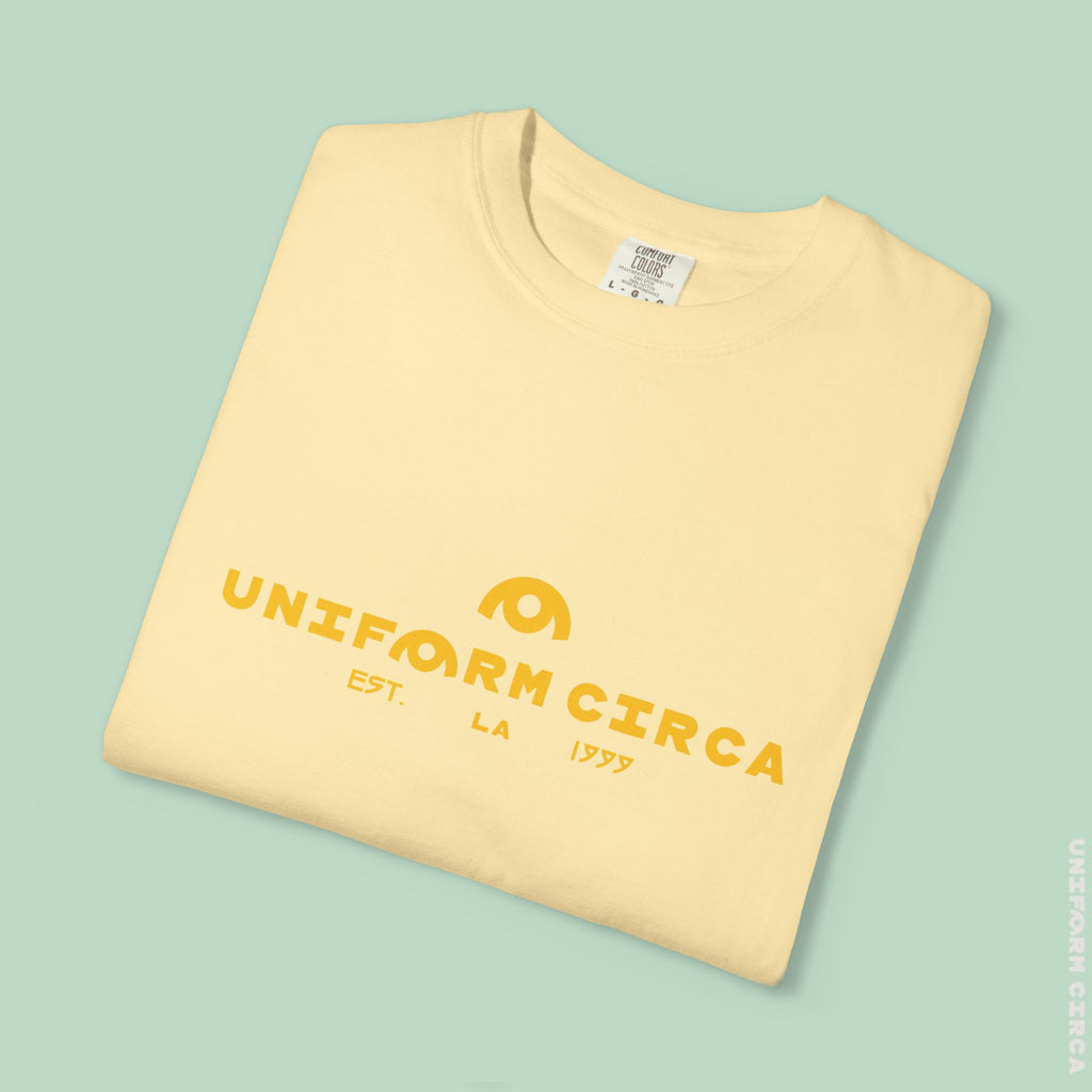 OYSTER ALL WORDMARK  | CREWNECK T-SHIRT | PRINTED YELLOW | Bold Minimalist Design