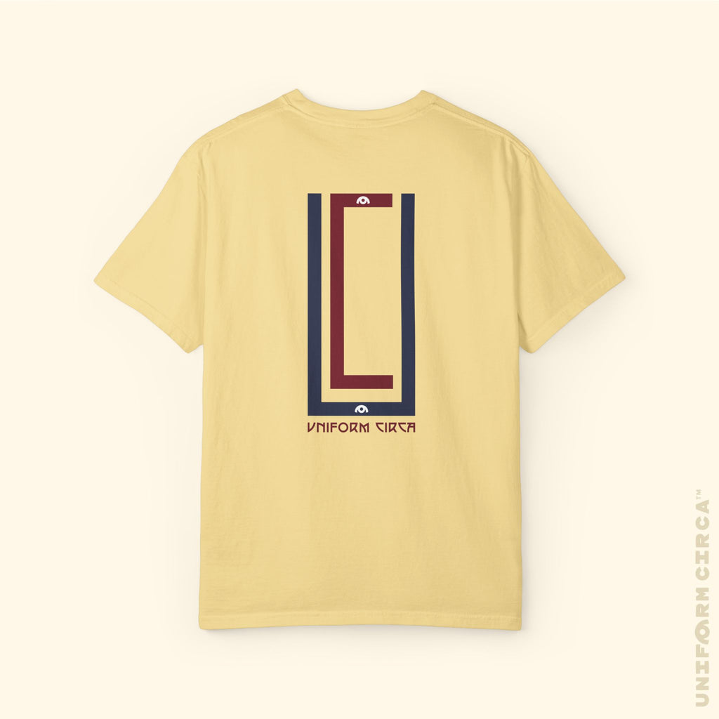 UC MONOGRAM CREWNECK | Printed NAVY/BURGUNDY | Unisex Garment-Dyed T-Shirt - Casual, Streetwear, Comfortable, Graphic Design, Gift for All Occasions